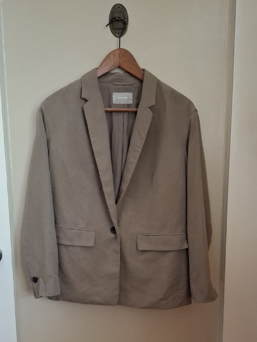 Everlane Lyocell Taupe Single-Breasted Blazer_1